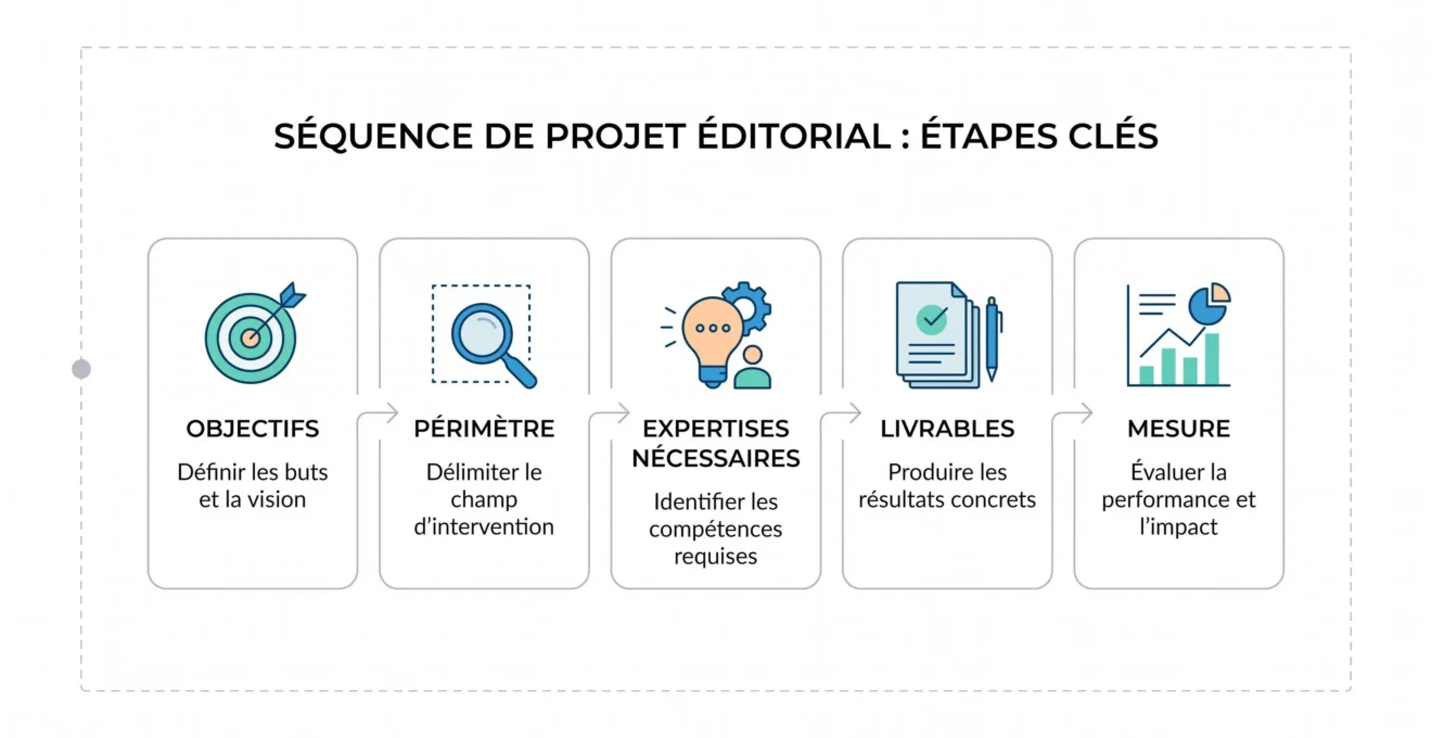 Schéma des étapes pour préparer le choix d'une agence SEO